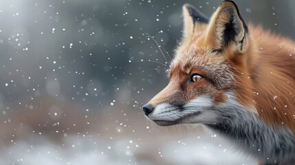 Obraz premium A close-up portrait of a red fox with piercing amber eyes.