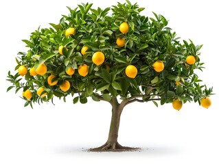 Lemon Tree with Ripe Juicy Fruits on Branches and Verdant Foliage