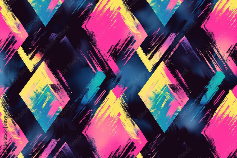 Poster a colorful pattern of squares and triangles