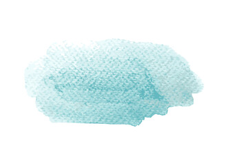 Pastel blue watercolor blot background. Brush stroke abstract shape. Paint stain wallpaper.