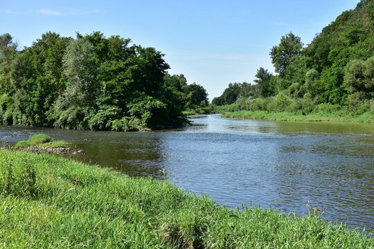 confluence of rivers Ohre and Ostravice near town Ostrava in Czech republic