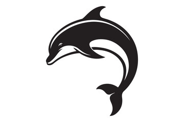 vector dolphin silhouette logo white background - Generative AI