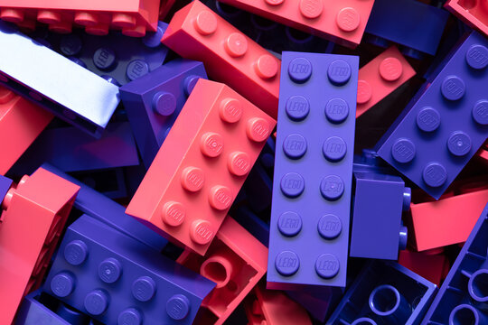 Pink and purple Lego blocks for design purpose