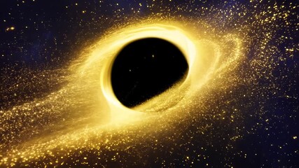 Mesmerizing animation of a black hole with glowing particles in deep space