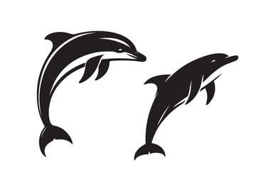 Fototapeta premium vector dolphin silhouette logo white background - Generative AI