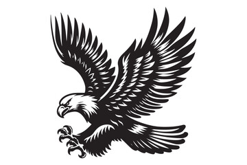 Eagle  silhouette vector art illustration with white background - Generative AI