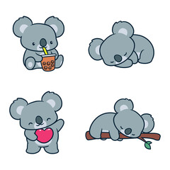 Adorable cute Koala cartoon celebrates perfect for merchandise purposes