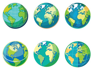 Earth Globe Vector Illustration, World map in a globe shape isolated on a white background