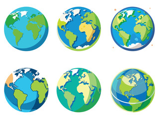 Earth Globe Vector Illustration, World map in a globe shape isolated on a white background