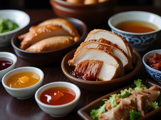 chinese food fried chicken and vegetable