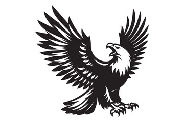 Obraz premium Eagle silhouette vector art illustration with white background - Generative AI