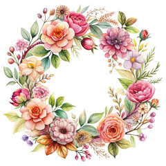 Transparent Watercolor Floral Wreath PNG