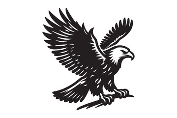 Obraz premium Eagle silhouette vector art illustration with white background - Generative AI