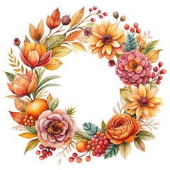 Transparent Watercolor Floral Wreath PNG