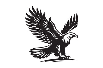 Fototapeta premium Eagle silhouette vector art illustration with white background - Generative AI
