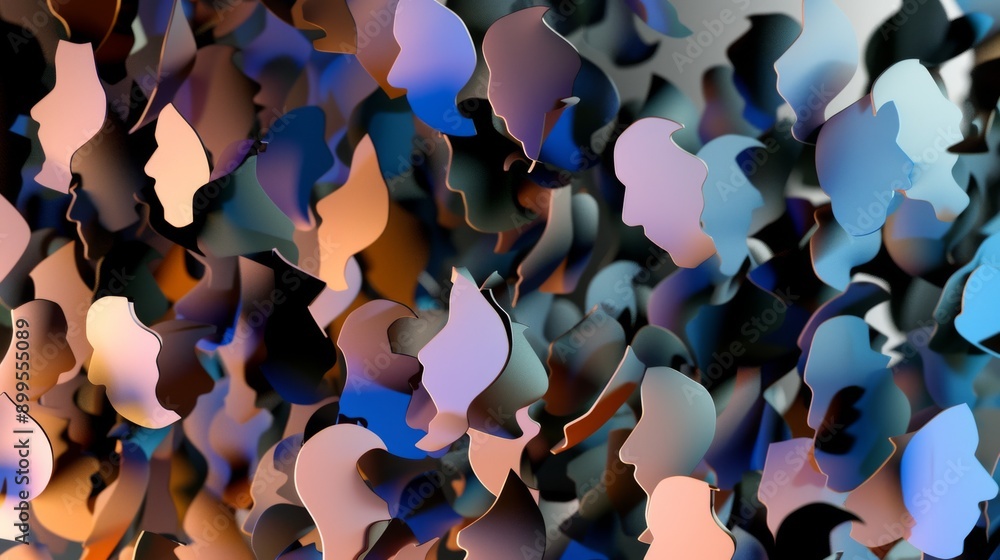 Poster a vibrant digital artwork showcasing an array of colorful abstract silhouettes in motion. the dynami