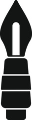 Black glyph icon of a fountain pen nib, a tool for elegant handwriting