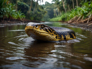Fototapeta premium Anaconda in the Amazon jungle