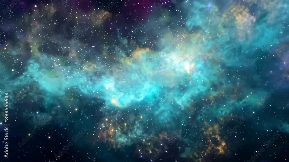 Poster stunning abstract visualization of colorful outer space with stars and nebulae