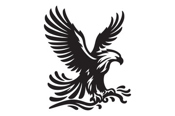 Obraz premium Eagle silhouette vector art illustration with white background - Generative AI