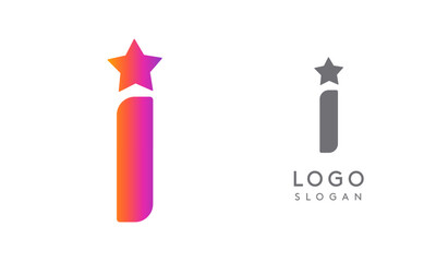 Letter i star, vibrant gradient colored logo for media, entertainment, technology, startup, social networking, communication, digital marketing industries. Vector illustration