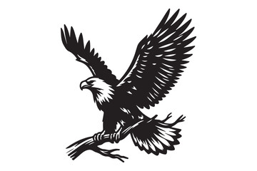 Obraz premium Eagle silhouette vector art illustration with white background - Generative AI