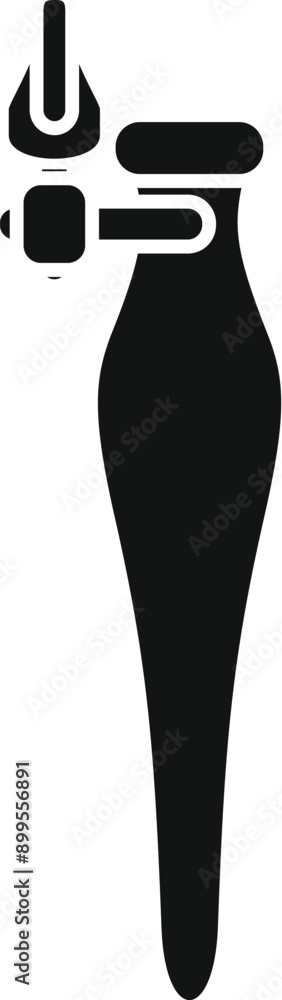 Poster black and white icon of a modern leg prosthesis helping with walking