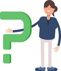 Girl Character and Question Mark
