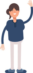 Obraz premium Girl Character Raising Hand Illustration 