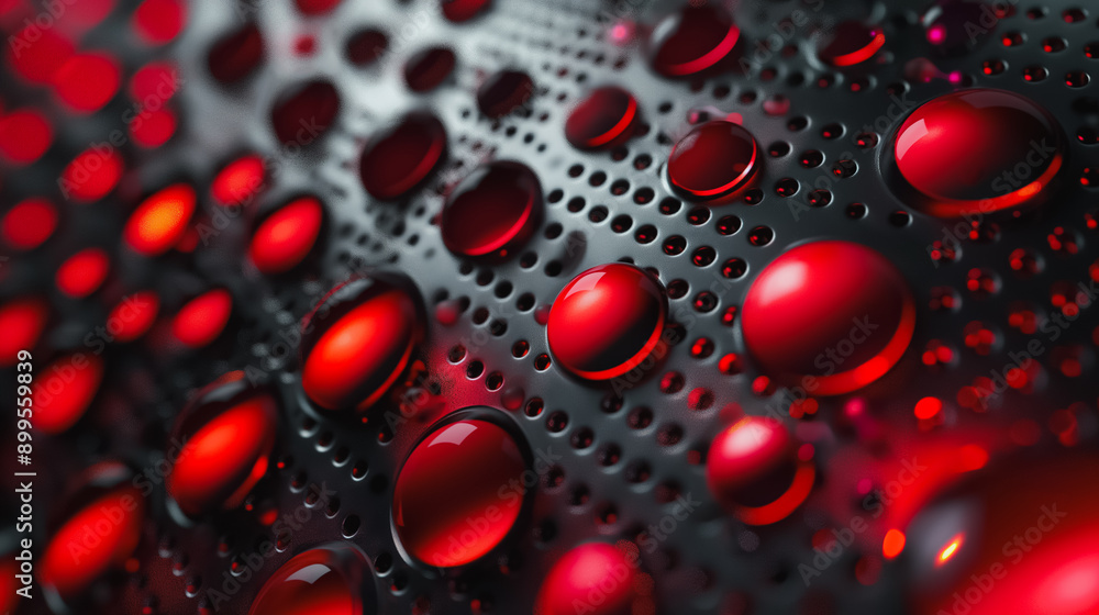 Poster the image is a close up of a red surface with many small red dots