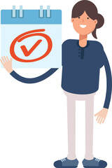 Girl Character and Check Mark Sign
