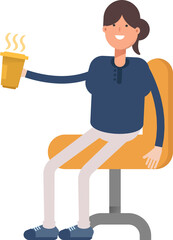 Girl Character Drinking Coffee
