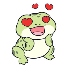 Adorable cute frog cartoon celebrating perfect for t-shirt printing, stickers, screen printing, totebags