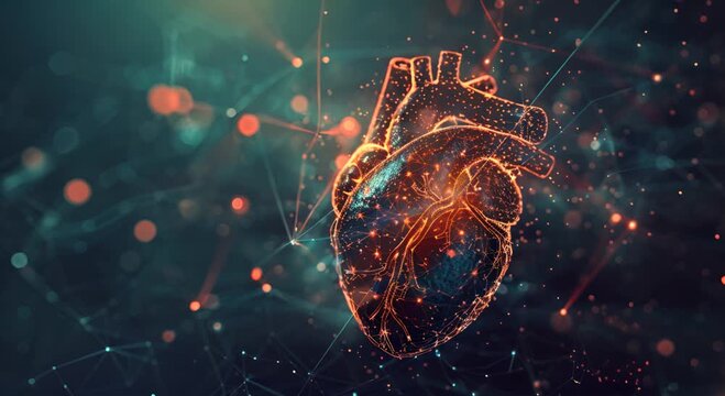 A heart is shown in a blue and red color scheme