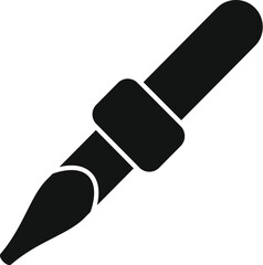Black solid icon for a tattoo machine needle, used for drawing and inking, in glyph style