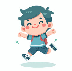 vector image of a child jumping happily