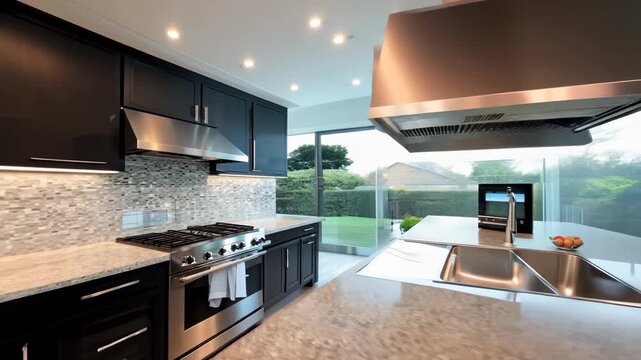 Modern contemporary kitchen with spacious layout and stylish island seating