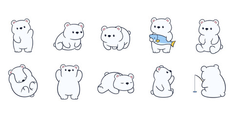Adorable cute polar bear cartoon celebrating perfect for t-shirt printing, stickers, screen printing, totebags