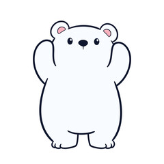 Adorable cute polar bear cartoon celebrating perfect for t-shirt printing, stickers, screen printing, totebags