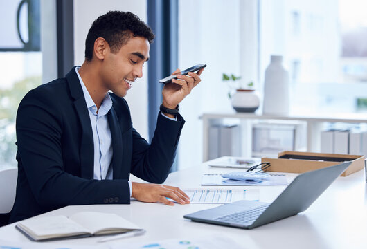 Phone call, paperwork and business man in office for contact, schedule meeting or project feedback. Laptop, mobile and employee for negotiation, networking or talking to client at consulting agency