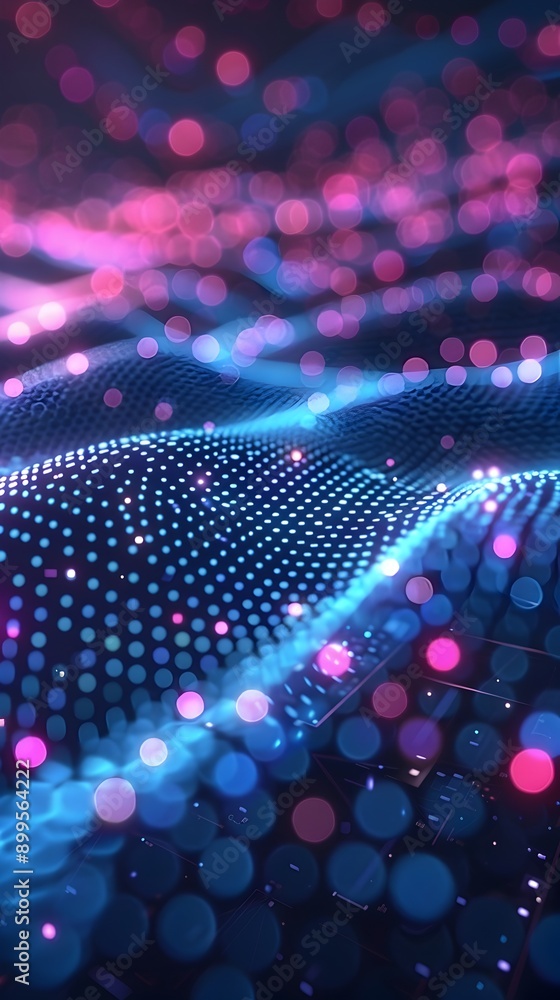 Poster mesmerizing holographic interface with floating data points in cyber technology background