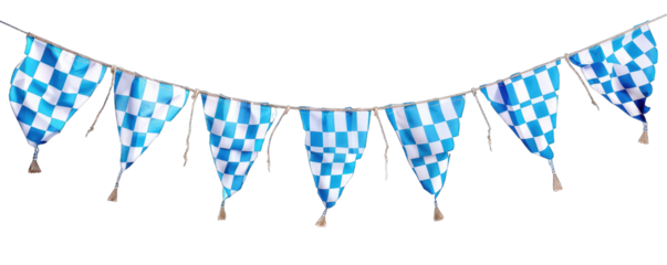 Blue and white checkered bunting for Oktoberfest celebration