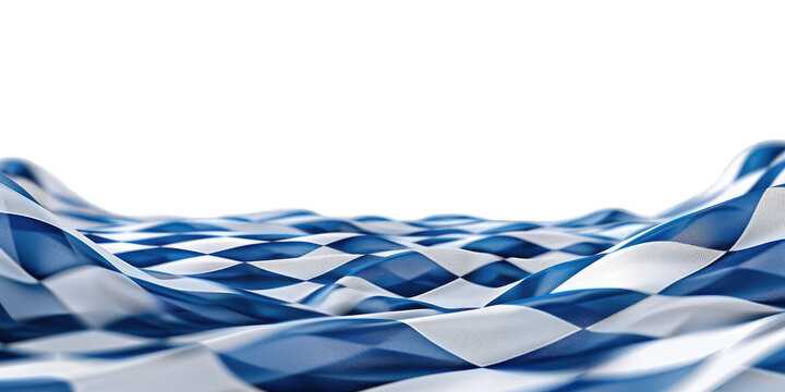 Blue and white checkered pattern, fluid fabric wave, Oktoberfest theme
