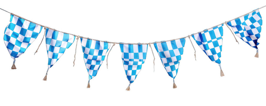Blue and white checkered bunting for Oktoberfest celebration