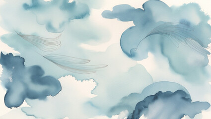 Blue watercolor abstract . Watercolor blue background. Watercolor cloud texture.