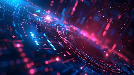 Fototapeta premium Captivating Cybernetic Interface with Floating Holograms and Neon Lights