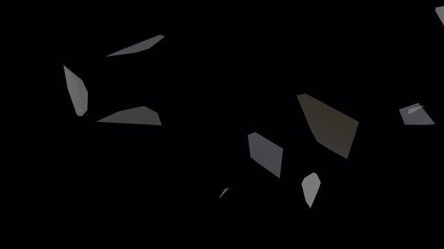 Glass Shatter Effect on a Transparent Background. Breaking Glass. Glass Pieces. 4K