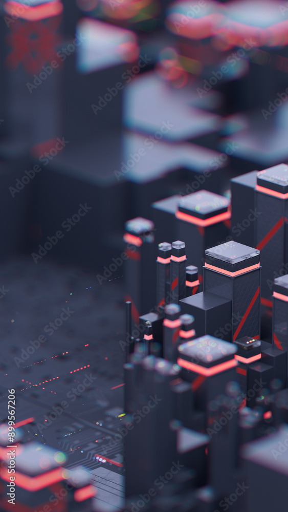 Poster the background of 3d abstract technology. personal data security, handling, or protection. electroni