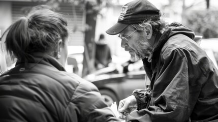 Compassionate Homeless Outreach Worker Providing Medical Care and Support