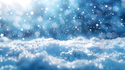 Naklejka premium Snow background with bokeh lights and snowdrifts